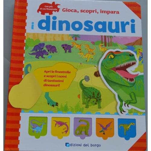 Parent Child Kids Toddler Italian Book Early Education Cute Picture Dinosaur Knowledge Gamde Toys Cardboard Libros Book Age 2-8
