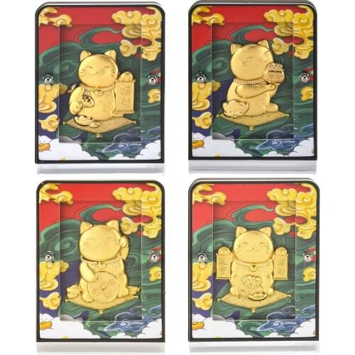 Lucky Cat Statue Gold Foil Handicrafts Cat Figures Desktop Ornaments Sculpture Fengshui Store Shop Wealth Decoration Home Decor