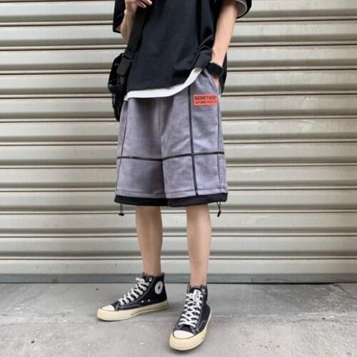 Korean Style Casual Shorts Men Oversize Losse Black Stylish Striped Male Shorts Summer Gym Sport Running Hip Hop Punk Clothing