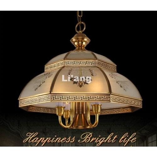 Modern Bronze Pendant Light Antique Brass Pendant Lamp D54cm Vintage Copper Glass LED AC110V/220V 100% Guaranteed Free Shipping