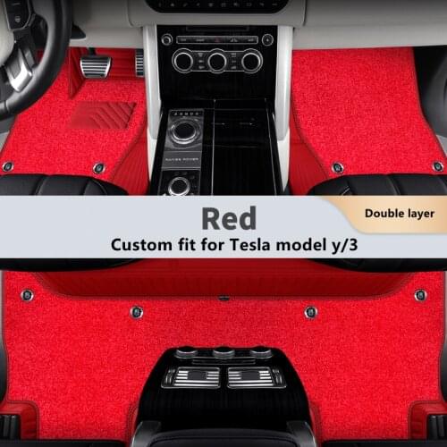 Tesla Model Y Custom Fit Car Accessories Floor Mat Interior ECO Material For Double Layers High Quality Carpet Model 3 Red