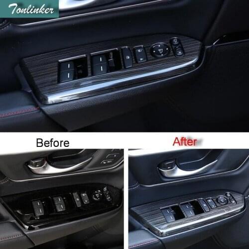 Tonlinker Cover Case Stickers for Honda CRV 2017 Car Styling 4 PCS Stainless steel Door windows lift button cover sticker