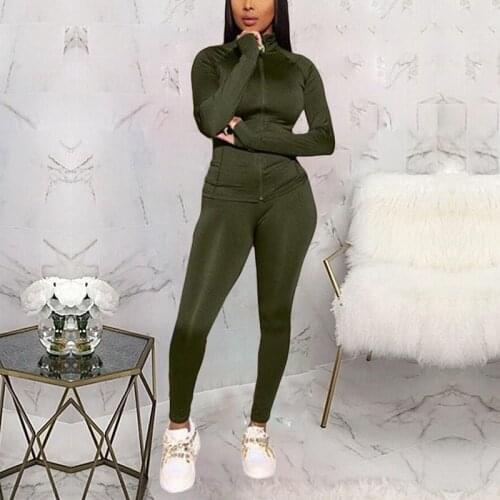 Spring Long Sleeves Women Slim Streched Tracksuit Plus Size 2Pcs Sets