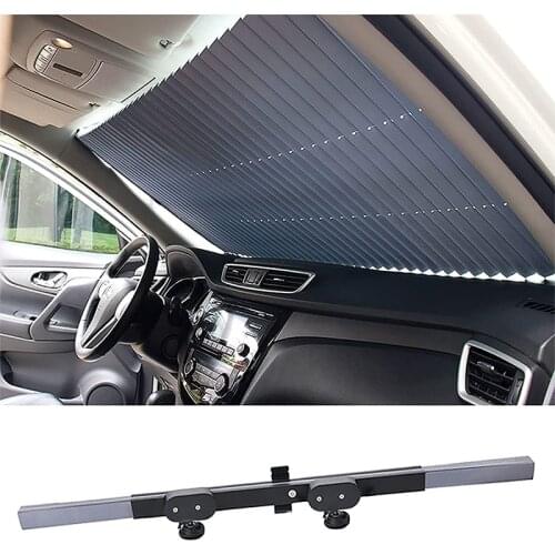 Retractable Windshield Sun Shade for Car Large Sun Visor Protector Blocks 99% UV Rays Auto Sunshade Fits Front Window of Various