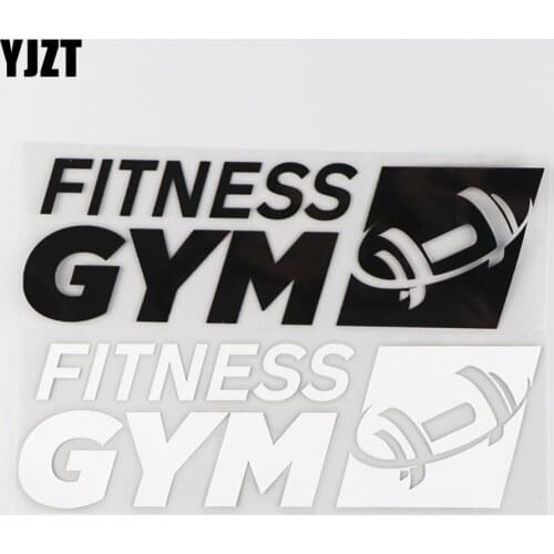YJZT 18.6×5.8CM FITNESS GYM Creative Cartoon Pattern Vinyl Car Sticker Decal Black/Silver 4C-0391