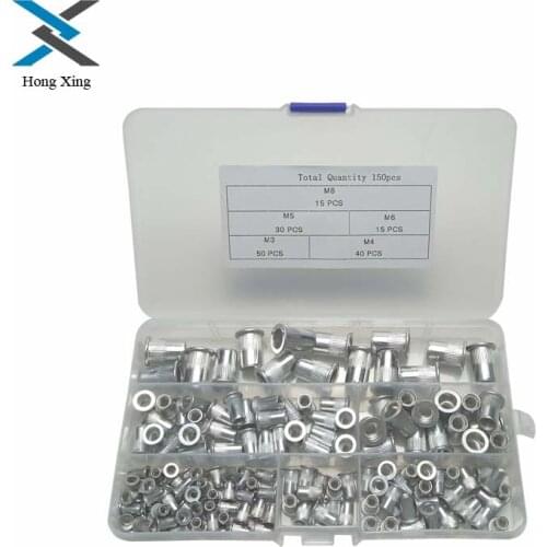 150pcs Aluminum Alloy Rivnut Flat Head Threaded Insert Cap M3 M4 M5 M6 M8 Rivet Nut