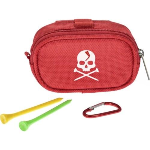 1 Pcs Mini GOLF Ball Bag with 2 Tees Holder Storage Pouch Portable Skull GOLF Handbag Clutch Bag Zipper Carabiner Waist Pack