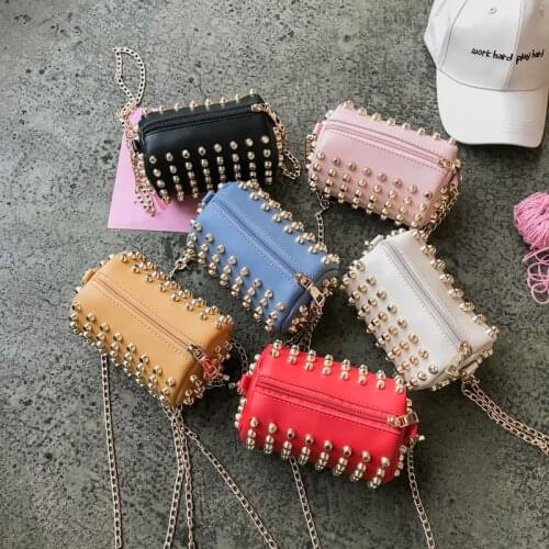 Women mini purses and handbags 2020 new rivet cross body bags for Baby girls small wallet messenger bag