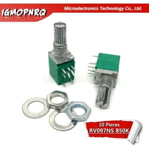 10pcs 8pin RV097NS B50K 50K dual potentiometer B50K with switch audio amplifier sealing potentiometer RV097NS-B50K