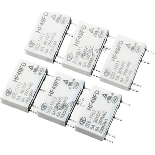 20PCS/lot Relay HF49FD-005 012 024-1H11 1H12 4PIN 5A