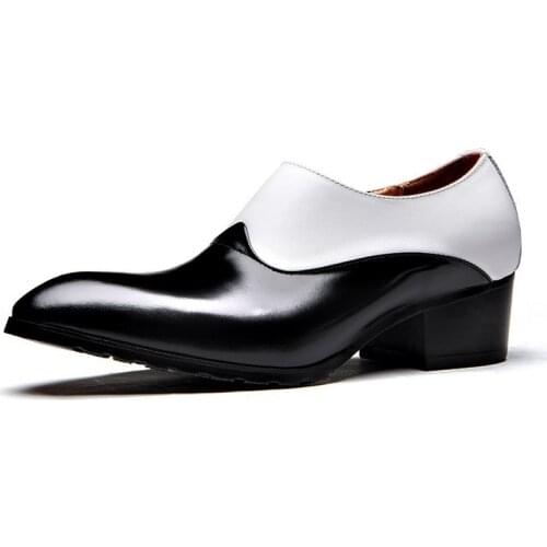 2019 Mens Formal Business Casual Genuine Leather Shoes Mixed Colors High Heel Pointed Toe Man Dress Shoes Brand Luxury Summer