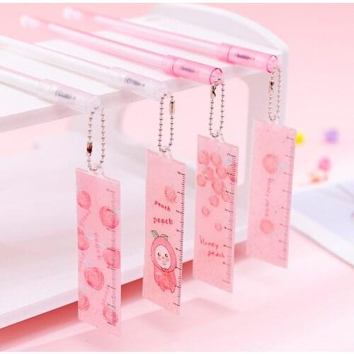 30pcs ins girl heart peach ruler pendant gel pen small fresh lovely fairy pendant pen student pen
