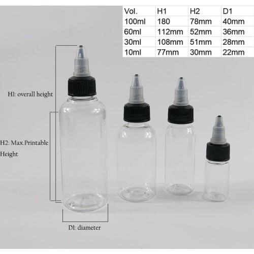 300pcs Refillable PET Plastic Eye Liquid Dropper Bottles 30ML Tobacco bottle Containers Ink Bottles 1/3oz 1oz 2oz 100ml 4oz
