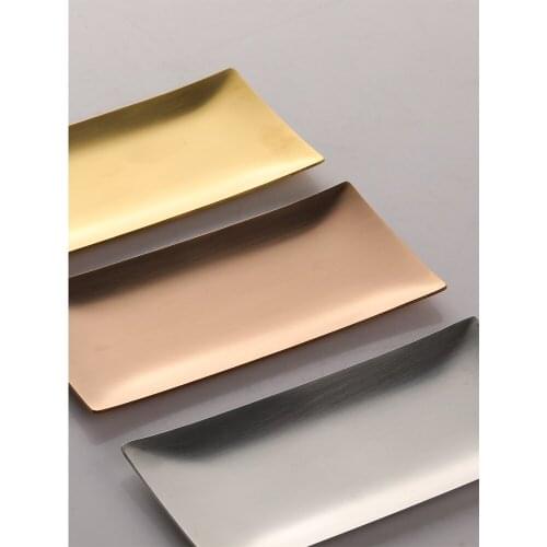 304 stainless steel dinner plate creative wedding plates dessert dish fruit cookies tray Europe style 8 inch rectangle dishes