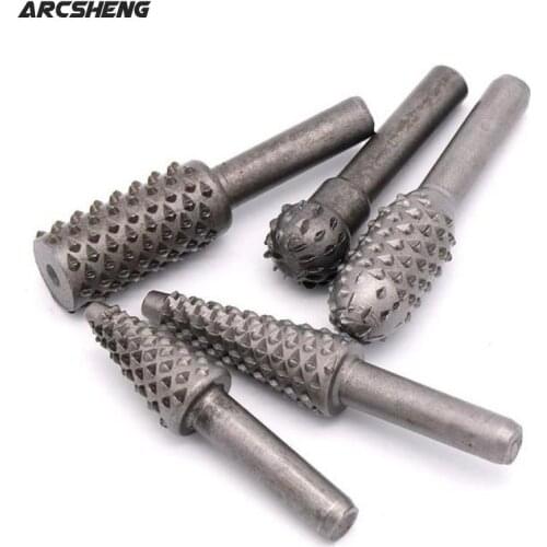 5pcs Wood Rasp File Drill Bits Rotary Set For Woodworking Carving Artifact Tool 6.35mm(1/4") Round Shank Burr