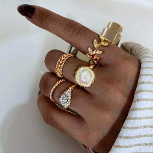 Punk Style 5 Pcs/set Retro Creative Geometry Joint Ring Set For Women Girls Gift 2021 Knuckle Jewelry Party