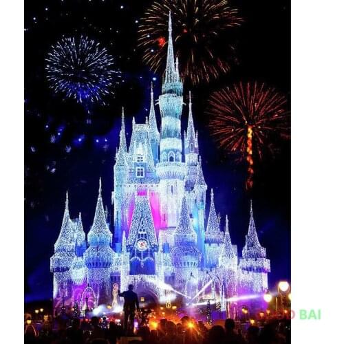 Diamond Painting Castle Firework Picture of Rhinestone 5D DIY Cross Stitch Kits Diamond Embroidery Full Dill Mosaic Home Decor