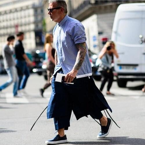 Yamamoto style white nine-point pants wide-leg pants harem pants flying squirrel pants loose skirt pants tide male personality f