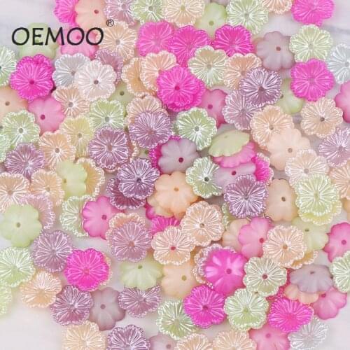 200Pcs ABS flower Shape Imitation Pearls 13mm Craft Resin Scrapbook Beads Decorate Diy