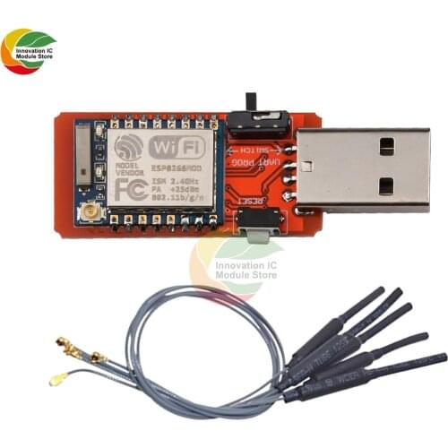 CH340G USB To ESP8266 ESP07 ESP-07 WiFi Wireless Module Converter Development Board Programmer UART Adapter 2.4GHz IPEX Antenna