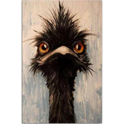 Black Ostrich Arts Painting Cross Stitch Diamond Mosaic Animal 5D DIY Diamond Embroidery Home Decoration WG2546
