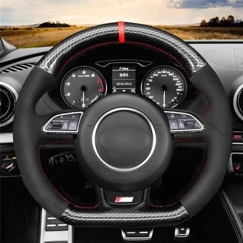 DIY Anti-Slip Wear-Resistant Steering Wheel Cover For Audi S3 S4 B8 Avant S5 8T S6 S7 RS Q3 SQ Car Interior Decoration