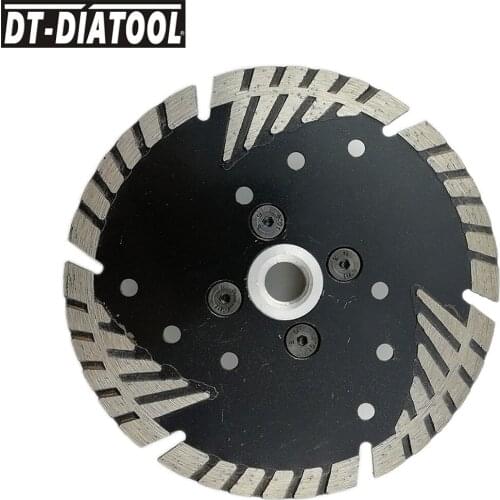 DT-DIATOOL 1pc 4.5" Diamond Cutting Disc with Slant Protection Teeth M14 thread for Stone Concrete Brick Saw Blades 4.5"/115mm