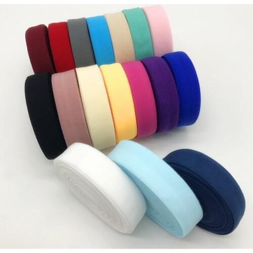 10yards/lot 5/8" 15mm Elastic Ribbon Fold Over Elastic Spandex Satin Band Ties Hair Accessories Lace Trim