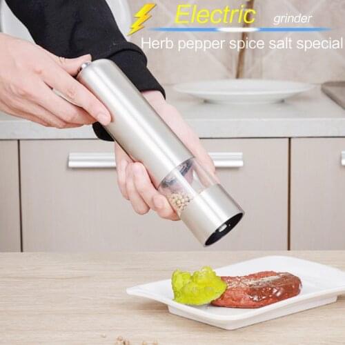 Electric Salt Pepper Mill Ceramic Stainless Steel Grinder For Herb Pepper Spice Adjustable Kitchen Grinding Seasoning Gadgets