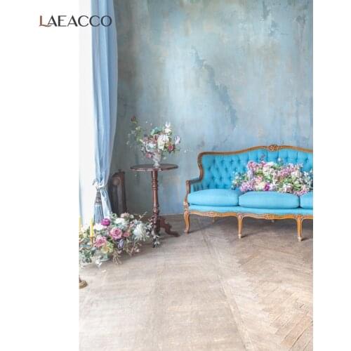 Photography Backdrop Cement Wall Flowers Vase Sofa Curtain Baby Portrait Room Interior Photographic Background For Photo Studio