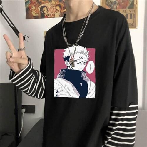 Anime Jujutsu Kaisen Sukuna Printing Men/Women Summer T-Shirt Harajuku Korean Fashion Street Oversized Round Neck Short Sleeves