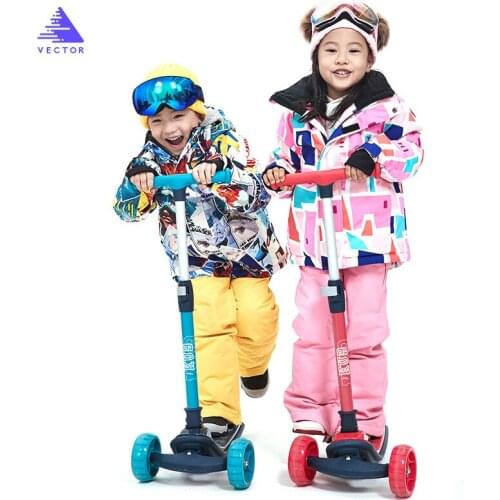 Winter Girls Skiing Suits Fleece Hooded Children Snowboarding Sets Sport Snow Children Onesies Windproof Clothing Outfits