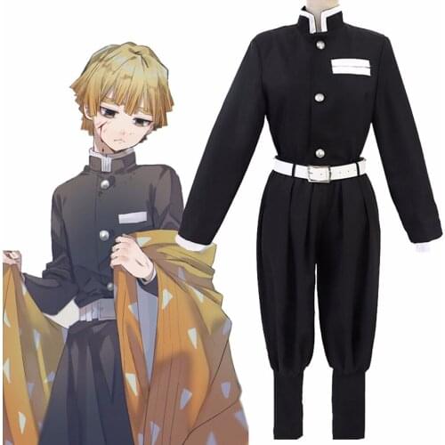 Demon Slayer Kimetsu no Yaiba Kamado Tanjirou Agatsuma Zenitsu Cosplay Costume Tomioka Giyuu Kochou Shinobu Black Team Uniform