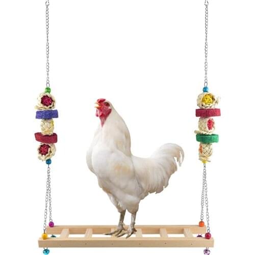 Chicken Swing Ladder Toys with Natural Wooden Chicken Perch, Chicken Wood Stand Toy for Hens, Handmade Chicken Coop