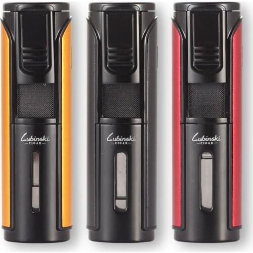 Lubinski Cigar Lighter Windproof Butane Torch Lighter Refillable Pocket Cigarette Cool Lighters Somking Tool W/ Cigar Punch