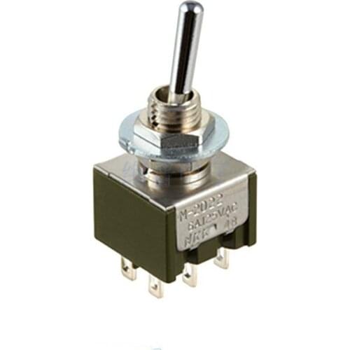 M-2022 M2022SS4W01 DPDT 10.5mm 6A / 125VAC Rocker Switch