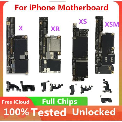 For iPhone X XS XR XS MAX 11 100% unlocked Free iCloud Motherboard Factory Unlock Mainboard Without Face ID Logic Boards