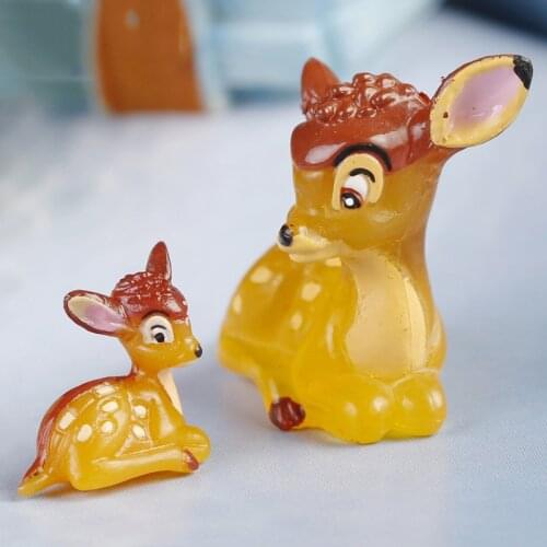 ZOCDOU 3 Pieces MIni Sika Deer Family Wild Animal Son Small Statue Figurine Little Crafts Ornament Figure Miniatures Desk Decor