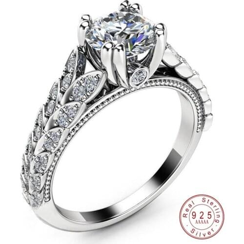 Fashion Sparkling CZ Rings For Women Girls Jewelry Anniversary Gift Real Sliver Anel Bagues Femme Engagement Ring