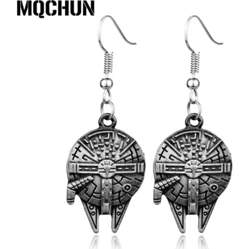 MQCHUN Millennium Falcon Hans Solo Drop Earrings Spacecraft Vintage Metal Earring Women Fashion Movie Jewelry -15