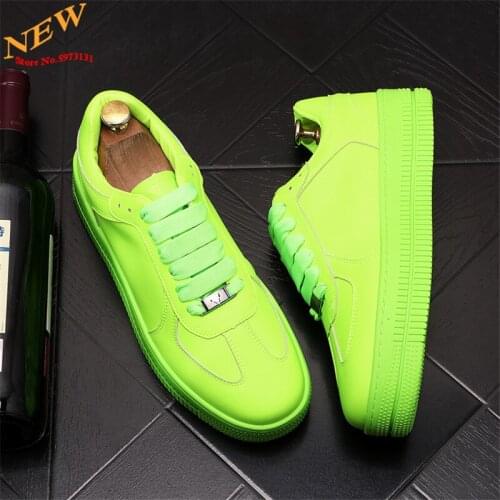 New Arrival Men Sneakers green Leather Casual Shoes Flats Hip Hop Loafers Zapatillas Hombre
