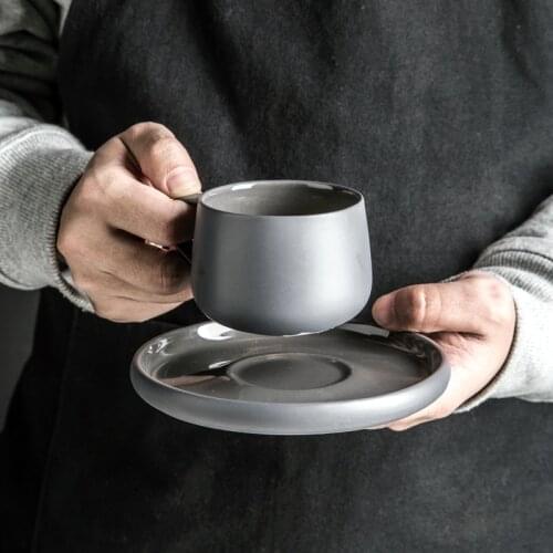 ANTOWALL European Style Nordic Ceramic Matte Grey Coffee Mug Set