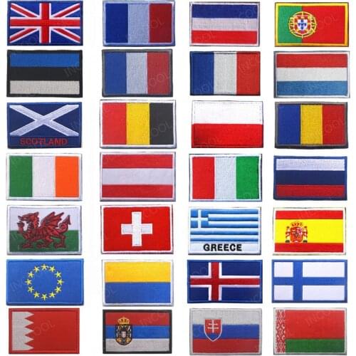 Europe Flag Embroidery Patches Belarus Estonia Greece Spain Italy Germany United Kingdom France Poland Netherlands Russia Patch