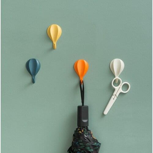 8pcs Hot Air Balloon Wall Hooks Clothes Towel Mask Hanger Self-adhesive Bathroom Kitchen Hook Keys Organizer Holder Home Decor