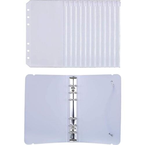 A6 Clear Plastic Binder Pockets 4 1/5 x 6 3/4 Loose Leaf Bags Organizer Cash Budget Envelope System, with Clear Binder Cover