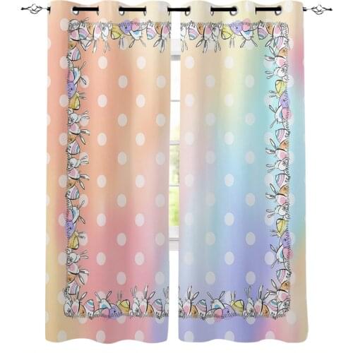 Easter Bunny Egg Watercolor Window Curtains Bedroom Kitchen Drapes Panel Home Decor Curtains for Living Room