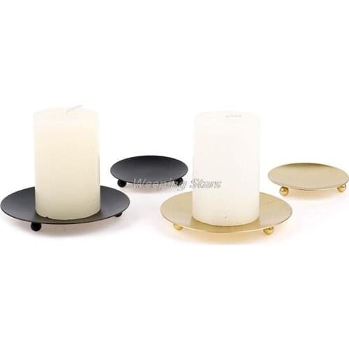 Candle Holders Pillar Metal Plate for Wedding Party Festival Candlestick Holder
