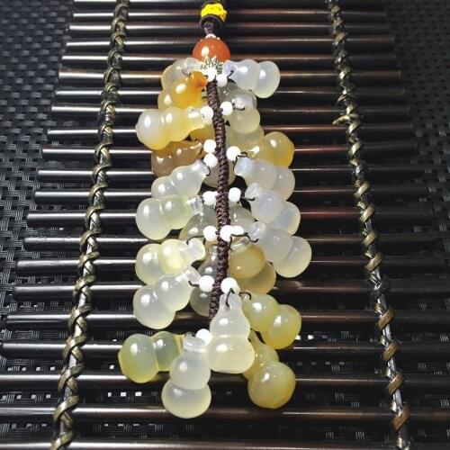 Natural agate jade handcarved gourd pendant car decorations simple retro temperament jewellery fashion for women men