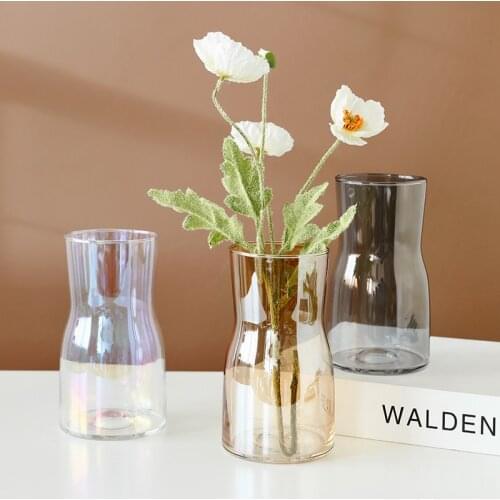 Nordic Decorative Hydroponic Glass Vase Pots Container Flower Arrangement Transparent Waist Ornament Decorative Flower vase
