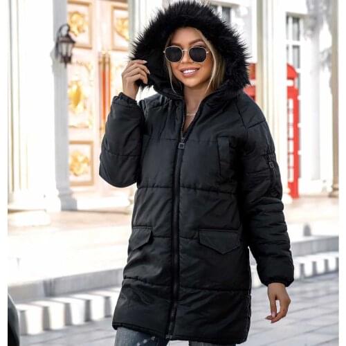 Fashion Women Winter Neck Hooded Down Warm Coat Down Coat Solid Color Black Coat Ladies Plus Size Womens Down Jacket#g30